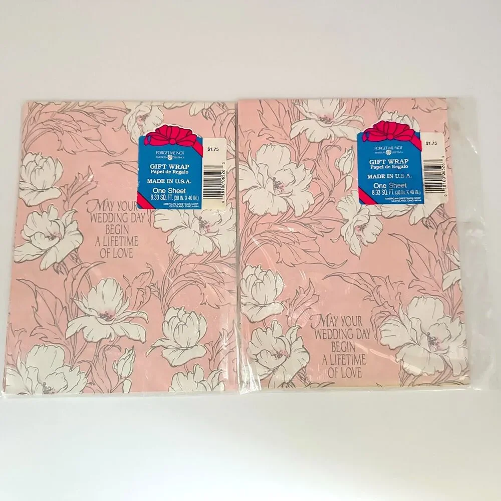 10 Vintage American Greetings Forget Me Not Bride Marriage Gift Wrap Sealed